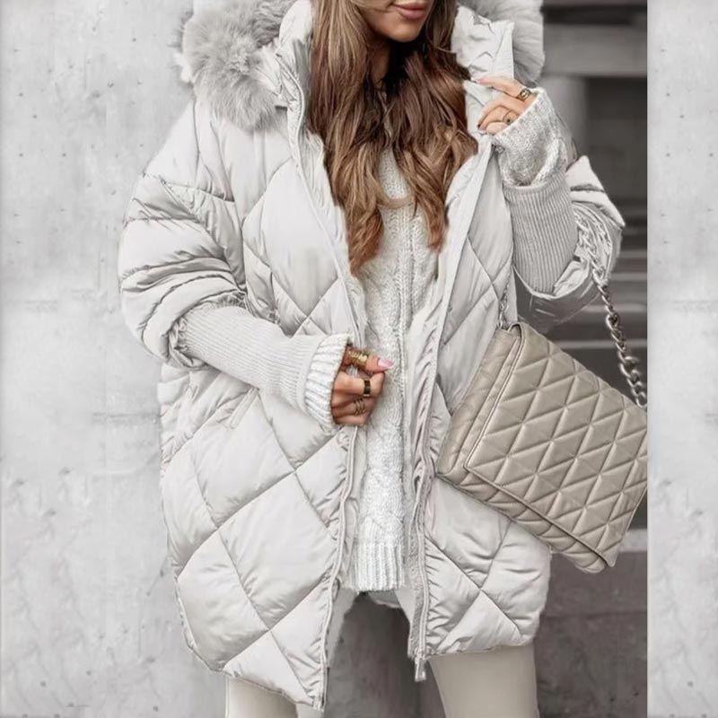 Women’s Fashion Mid-length Parka 🧥✨ – Autumn And Winter Knit Sleeve Patchwork, Flattering Fit for Cold Days