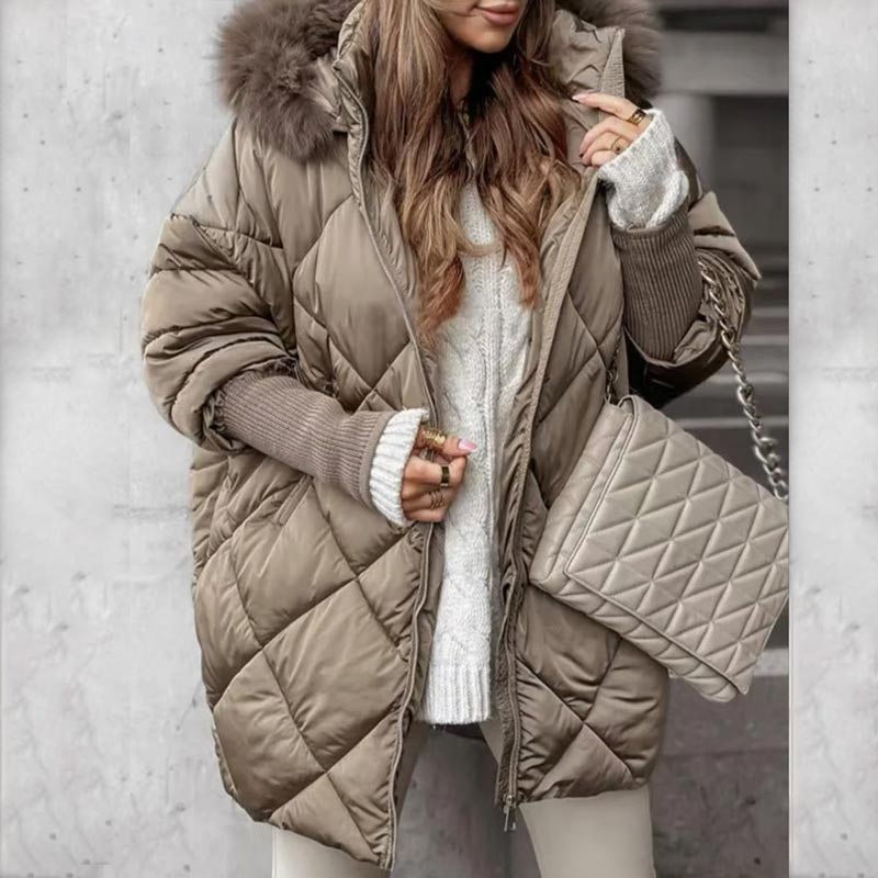 Women’s Fashion Mid-length Parka 🧥✨ – Autumn And Winter Knit Sleeve Patchwork, Flattering Fit for Cold Days