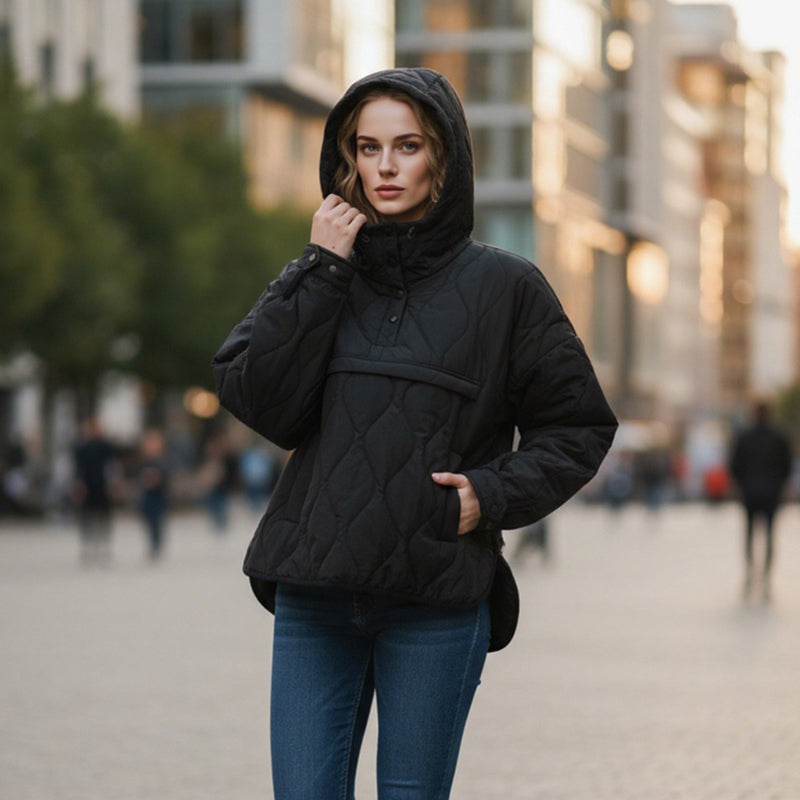 Women's Lightweight Waterproof Quilted Pullover Hoodie