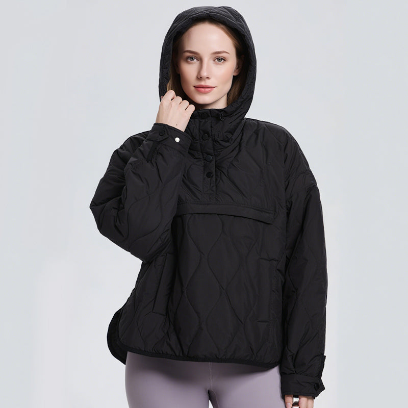 Women's Lightweight Waterproof Quilted Pullover Hoodie