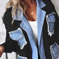 Women’s Patchwork Denim Lapel Cardigan