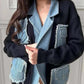 Women’s Patchwork Denim Lapel Cardigan