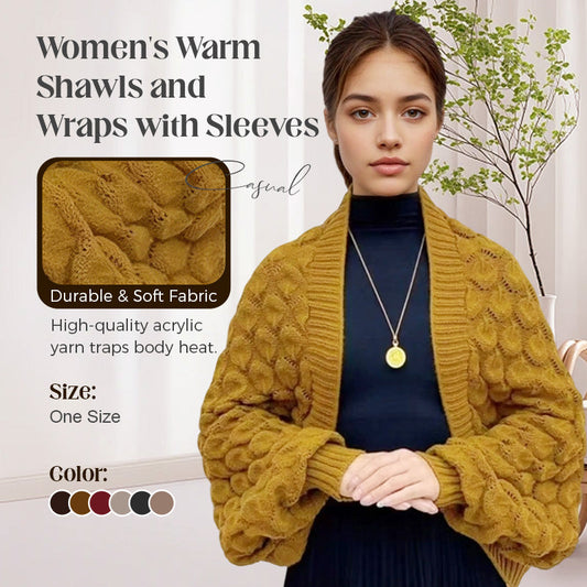 Women's Warm Shawls and Wraps with Sleeves