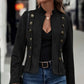 Women's Solid-Color Faux Suede Double-Breasted Short Jacket