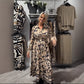 Women's Pleated Print Maxi Dress