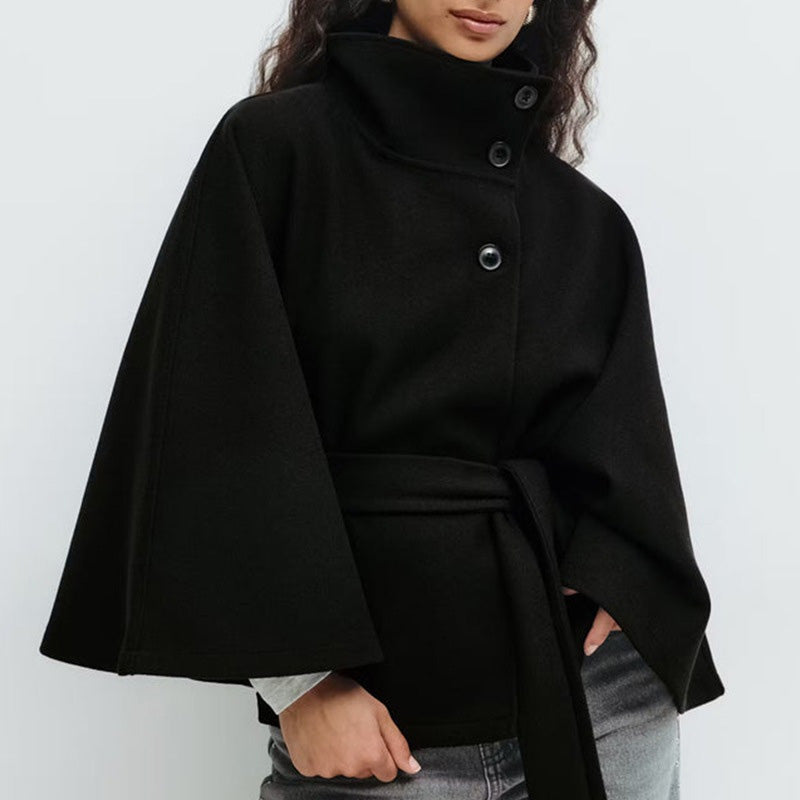 🍁Autumn Special-Sale 50% off - Women's Stand Collar Shawl Coat (with Belt)🧶Chic, Comfortable & Made for Every Occasion