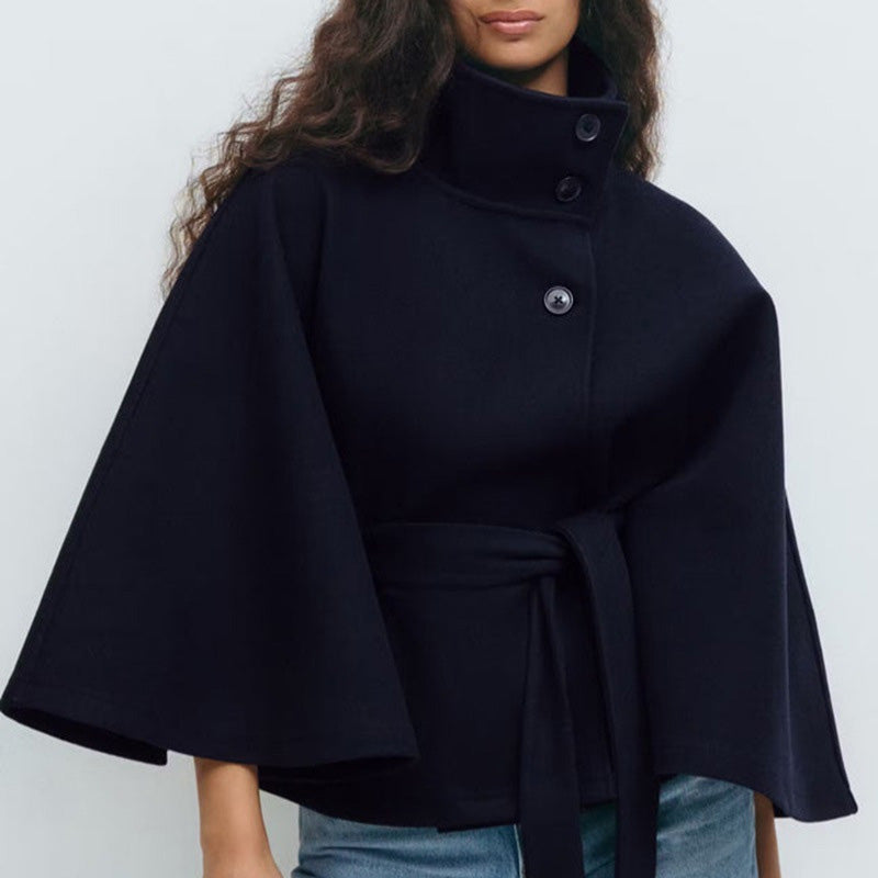 🍁Autumn Special-Sale 50% off - Women's Stand Collar Shawl Coat (with Belt)🧶Chic, Comfortable & Made for Every Occasion