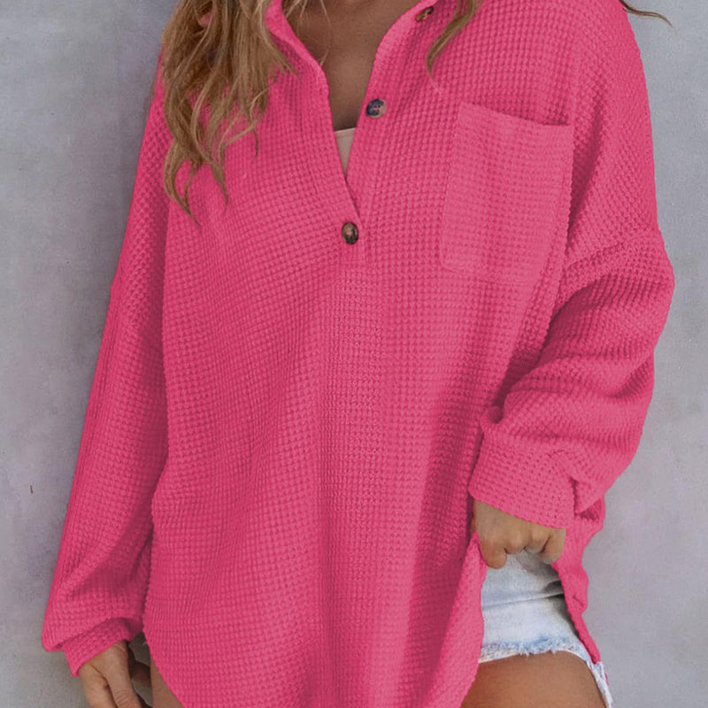 🔥Last Day Sale 49%🔥Women's Waffle Knit Henley Button Shirt Jacket
