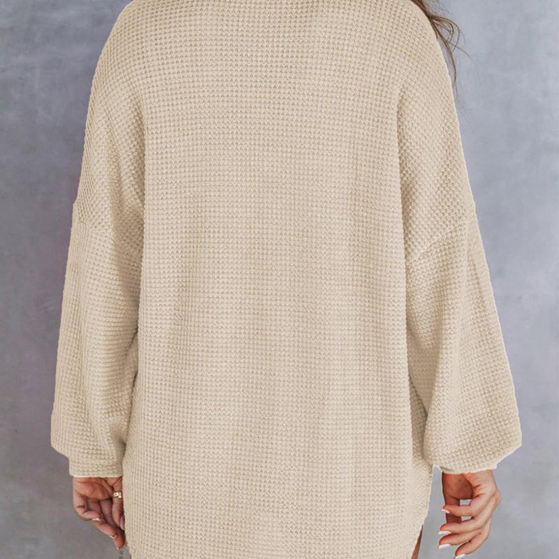 🔥Last Day Sale 49%🔥Women's Waffle Knit Henley Button Shirt Jacket