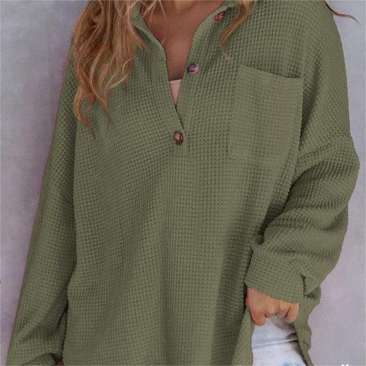 🔥Last Day Sale 49%🔥Women's Waffle Knit Henley Button Shirt Jacket