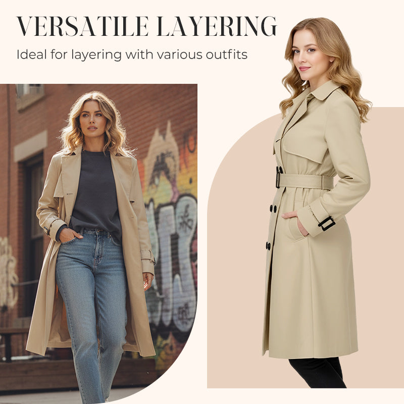 Women's Casual Double-Breasted Trench Coat