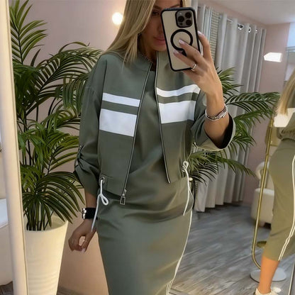 ❄️LAST DAY PROMOTION - 50%OFF 💖 Women's Stand Collar Jacket & Dress Set