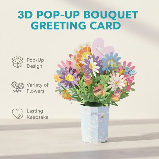 Carte de vœux avec bouquet en relief 3D