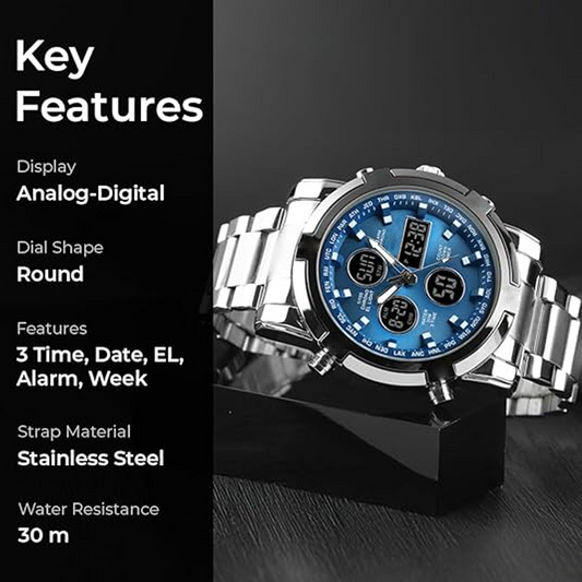 📢📢53% DE RÉDUCTION !! ⏰ Montre Analogique-Numérique Militaire Étanche pour Hommes – 48mm, Multifonction & Bracelet en Acier Inoxydable ! 🕰️💪