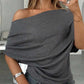 🌺50 % de réduction👚✨Haut asymétrique à épaules dénudées et manches chauve-souris pour femme💞