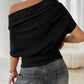 🌺50 % de réduction👚✨Haut asymétrique à épaules dénudées et manches chauve-souris pour femme💞